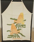 Vintage Full Apron Retro 70s Mcm Never Used Screen-printed Botanical Thistle