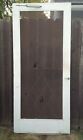 Vintage 1950s Farmhouse Wood Screen Door Metal Curlicue Antique Cottage