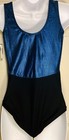 Gk Tank Adult X-large Gymnastics Dance Blue Foil Black Cotton Leotard Axl Nwt 