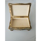Florentine Jewelry Box Women Os Turquoise Gold Good Italian Wood Gilt Footed Vtg