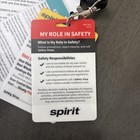 Spirit Airlines Crew Lanyard W  Exit Row Briefing Card Flight Attendant Used