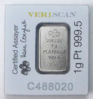 Pamp Suisse Lady Fortuna 1 G  9995 Fine Platinum Bar In Assay