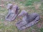 Pair Whippet   Greyhound Garden Statues 1940 s  Crushed Stone   Concrete 