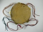 Vintage Handcrafted Egyptian Riq Tambourine With Geometric Inlay And Brass Cymba