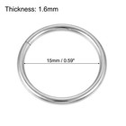 Metal O Rings  60pcs 15mm 0 59   Id 1 6mm Thick Non-welded O-ring  Silver Tone