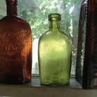 Beautiful Citron Yellow Green 1 2 Pint 1870 Side Seam Flask Crude Applied Lip