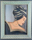 June Marie Framed African American Woman Original Painting Gold Accent Wall Art