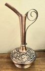 Beautiful Vintage Etched Ornate Copper Turkish Pitcher Vase 9 5  Curled Handle