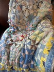 Vtg Patchwork Quilt Tied Quilted Cotton Multicolor Floral Flannel Back 67x55 In