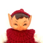 Vintage Christmas Pixie Elf Doll Crochet Craft 10  Red White