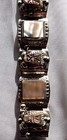 Taxco Vintage 925 Silver Link Panel Bracelet With Abalone Shell Made In Mexico