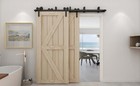 4-20ft Bypass Sliding Barn Door Hardware Kit For Double Door Closet Track Roller