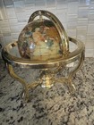11  Tall Kalifano Gemstone Globe With 6  Howlite Ocean On 24k Gold Plated Stand