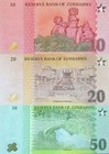Zimbabwe Set 3 P 10 20 50 Zig 2026 P New Design Unc Aa First Prefix
