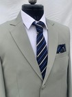 Mens Blue Black Striped Tie Pocket Square Set Formal Business Wedding Necktie