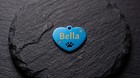 Personalized Stainless Steel Pet Id Tag Heart Shape Engraved Dog Cat Name Blue