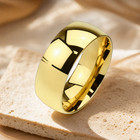              Gold Plated Titanium Wedding Band Ring Men Women Plain Dome Comfort Sz9