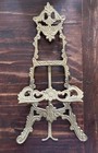 Vintage Large Ornate Brass Standing Plate Holder Display Easel  13 25   x6 75   