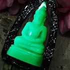 Leklai Buddha Lucky Green Glow In Dark Stone Wealth Somporn Thai Amulet  17635