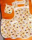 Handmade Bib Apron - Plus Sz -  Flower Blossoms   Butterflies - Vintage - Retro