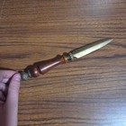 Vintage Brass And Turned Wood Letter Opener Desk Accessory Envelope Slitter