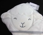 Carters Hooded Towel White Lamb Cotton Terry 30  X 30  Bath Beach Pool Boy Girl