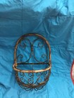 Rustic Farmhouse Country Cottage Iron Bamboo Hanging Wall Basket
