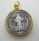 San Benito Medalla 20mm Saint Benedict Cross Silver gold Tone Extra Small Medal
