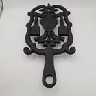 Lot Of 2 Vintage Cast Iron Pennsylvania Dutch Trivets One Painted Love Birds