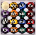 Gse2-1 4  Standard Regulation Size Black Marbelite Swirl Billiard Pool Balls Set