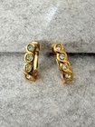 Vintage Givenchy Gold Tone Crystal Rhinestone Hoop Earrings