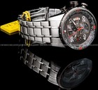 Invicta Men Aviator Flight Chronograph Gunmetal Dial Silver Bracelet Watch