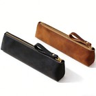 2x Functional Leather Pencil Case Zip Pen Storage Pouch Stationery Bag Portable