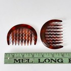 Vintage Tortoiseshell Plastic Hair Combs Set Of 2 Oval France Pair