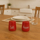 Red Ceramic Salt   Pepper Shaker Set     2oz Each  Printed Design  Dishwasher Safe