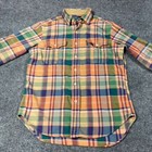 Vtg Polo Ralph Lauren Polo Country Shirt Mens Medium Plaid Elbow Patch Button Up