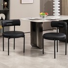 Set Of 4 Modern Boucle Dining Chairs Curved Backrest  Metal Legs For Living Room