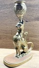 Bronze brass Antique Leopard Candlesticks holders Victorian Very Heavy