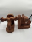 Solid Wood Moose Head Book Ends Smooth Log Cabin Mountain House Decor Handmade