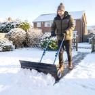 Snow Shovel With Wheels  29  X 16 5  Metal Snow Pusher  Blue