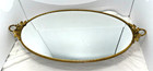 Vtg  Oval Vanity  dresser Mirror  tray Ornate Gold Brass Metal 21  X10 50   7095