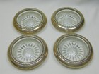 4 Vintage Crystal And Sterling Silver Glass Coaster Set 4 In 