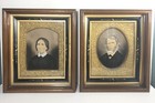 Antique Charcoal Portrait Photograph Set-ornate Gold Frame- Mid 1800   s Couple 