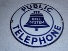 Vintage Antique Original 1940s Bell System Public Telephone Porcelain Metal Sign