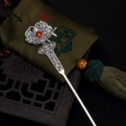 S925 Silver Peony Hairpin  Cloisonne   Agate Inlay vintage Chinese Hair Ornament