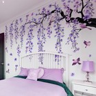 Cherry Blossom Tree Wall Decal Purple Flower Bird Wall Sticker Mural Home Decor