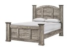 Rustic Gray Poster Queen Size 3pc Bed Set Storage Nightstands Bedroom Furniture