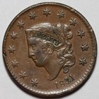 1831 Coronet Head Large Cent - Rim Damage - Us 1c Copper Coin