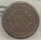 1863 Civil War Store Card Token John Zeltner National Hall Cincinnati  Oh