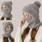 3 In 1 Womens Knit Beanie Hat Fleece Lined Winter Scarf Mask Set Snow Caps Gifts